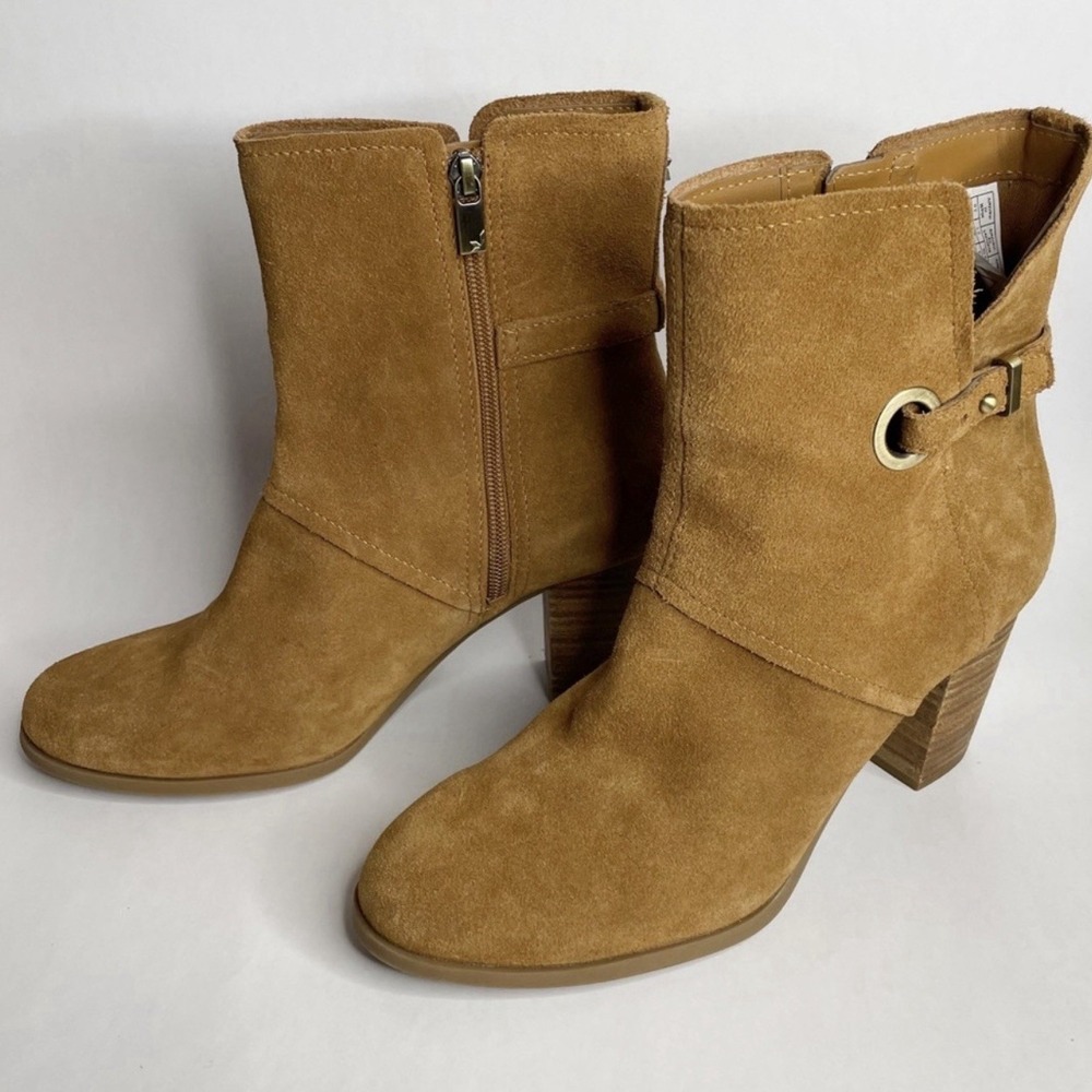 UGGs Koolaburra Suede Ankle Boots‎ 9 Preppy Y2K Brown Side Zip Block Heel Bootie